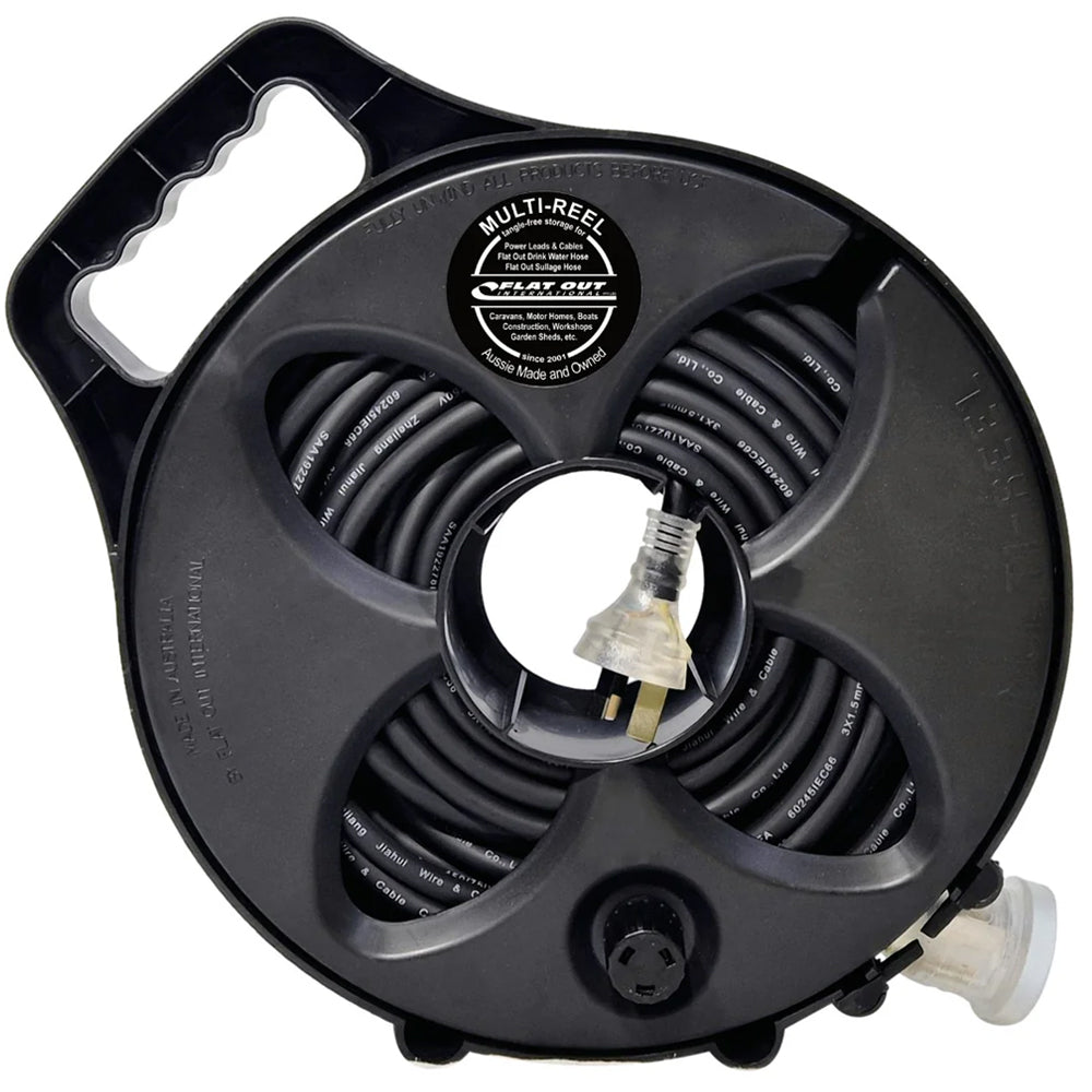Flat Out Premium 15amp 12.5m Power Lead with Multi-Reel