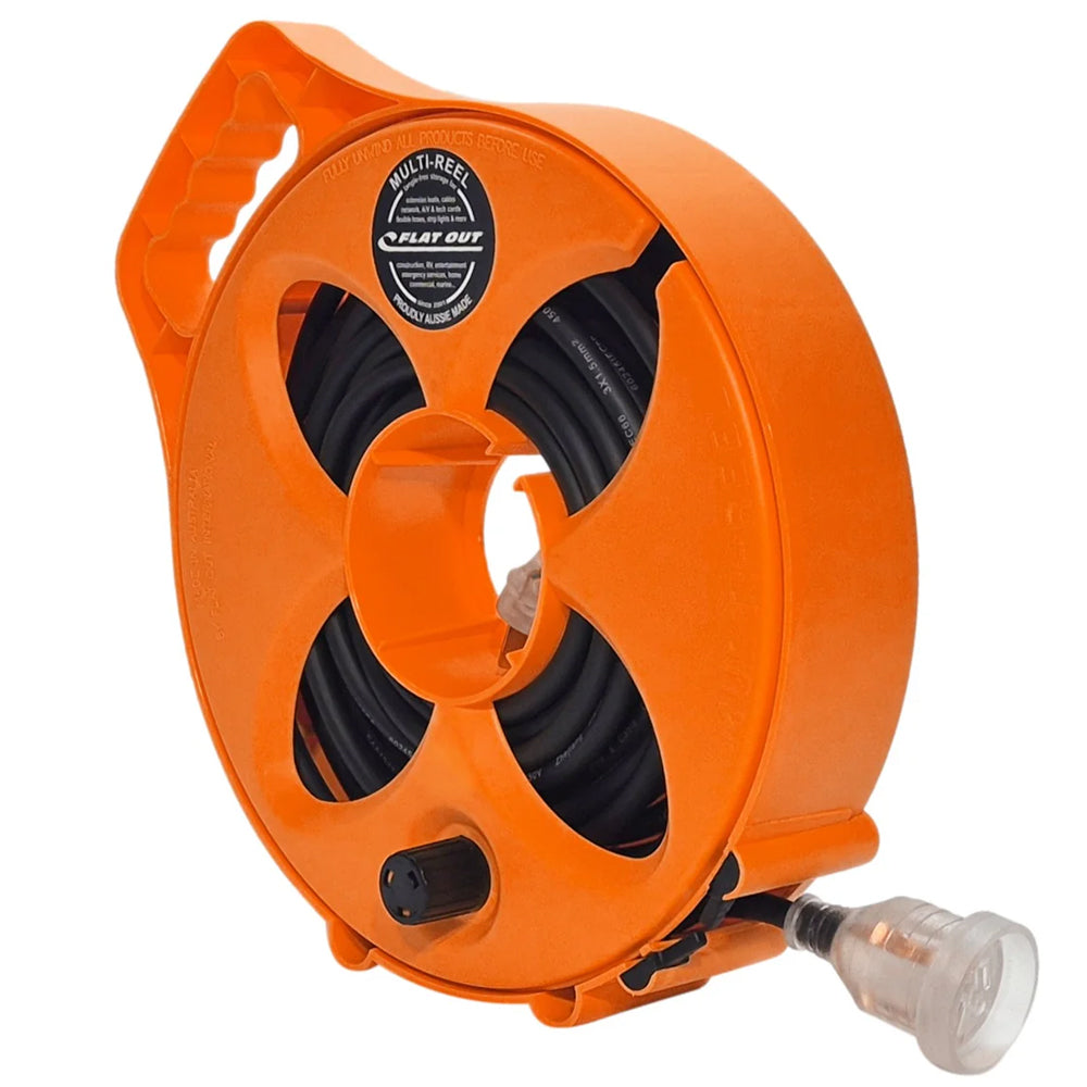 Flat Out Premium 15amp 12.5m Power Lead with Multi-Reel