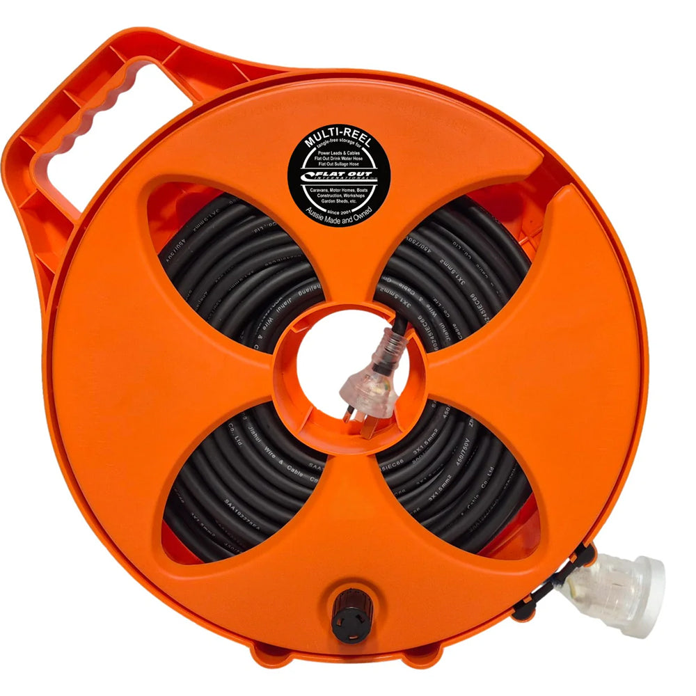 Flat Out Premium 15amp 20m Power Lead with Multi-Reel