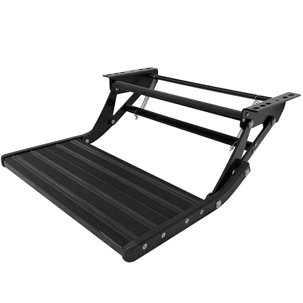 Black Extra Large Manual Bolt On Single Aluminum Caravan Step
