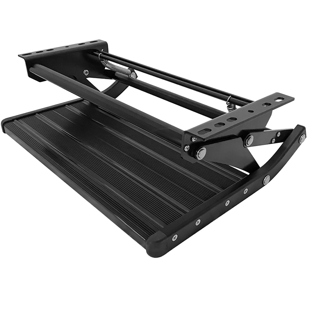 Black Extra Large Manual Bolt On Single Aluminum Caravan Step