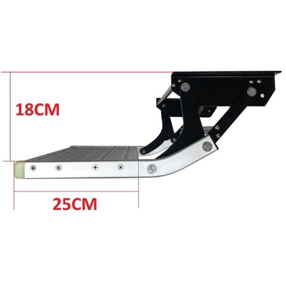 Black Extra Large Manual Bolt On Single Aluminum Caravan Step