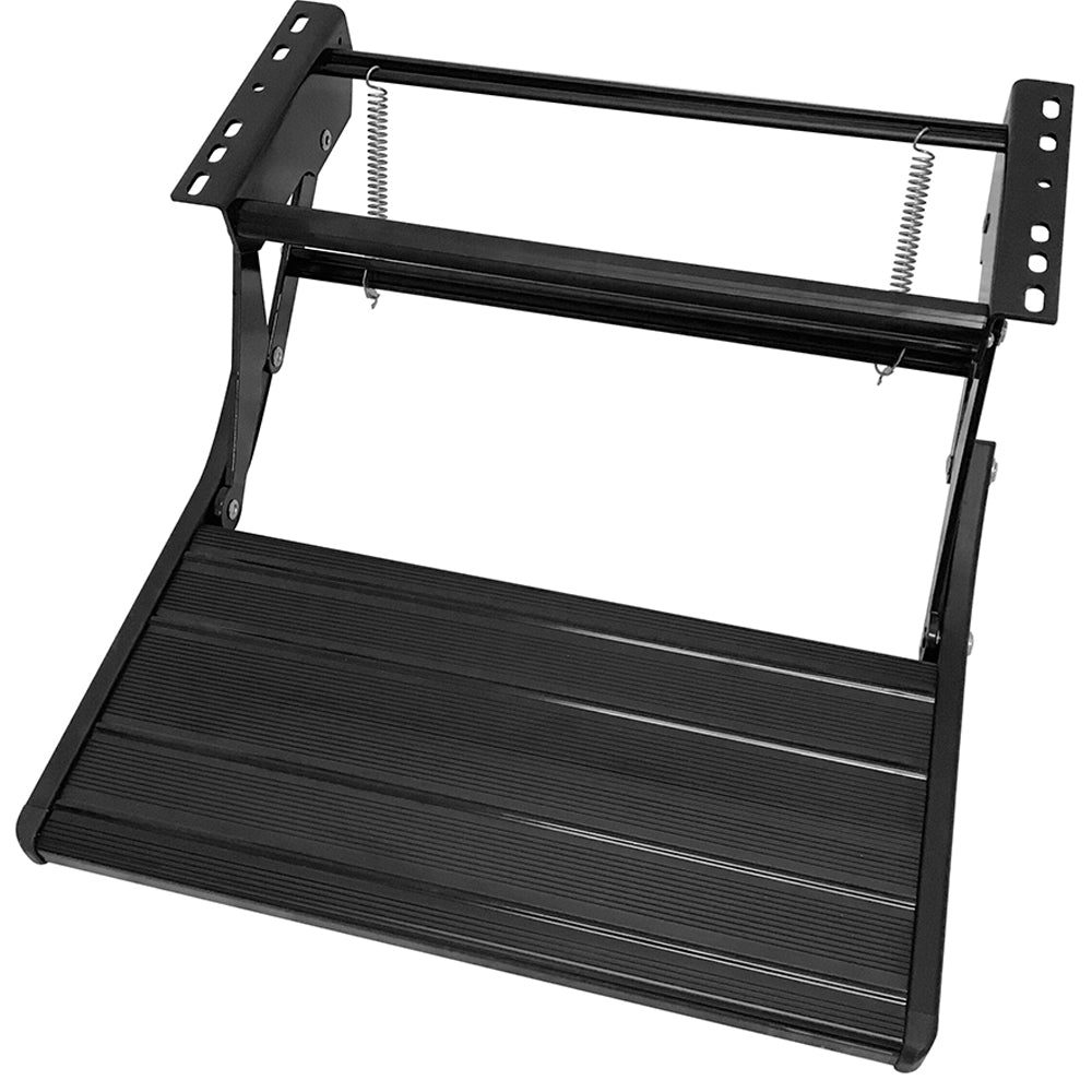 Black Extra Large Manual Bolt On Single Aluminum Caravan Step