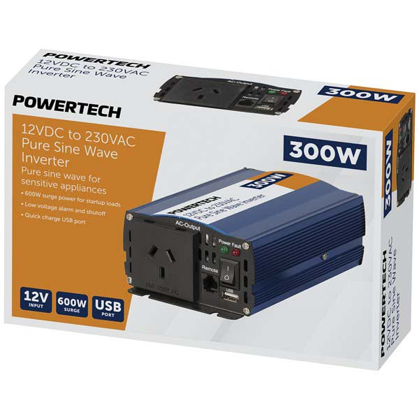 300W 12VDC to 240VAC Pure Sine Wave Inverter - Electrically Isolated