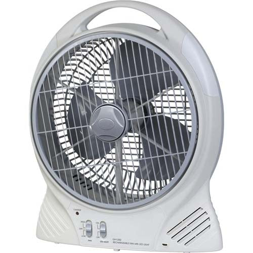 12V Rechargeable 10" Electric Fan & Light - Brushless Motor