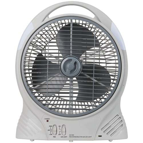 12V Rechargeable 10" Electric Fan & Light - Brushless Motor