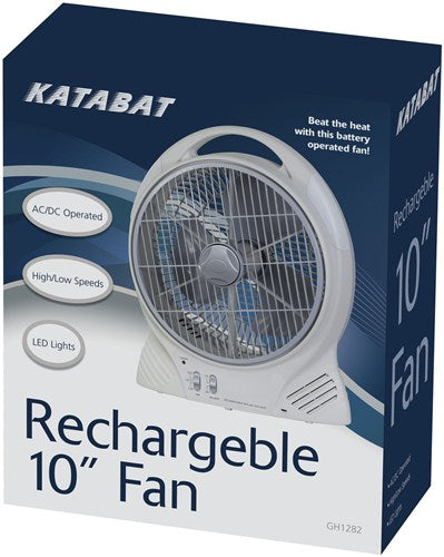 12V Rechargeable 10" Electric Fan & Light - Brushless Motor