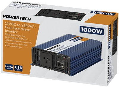 1000W 12VDC to 240VAC Pure Sine Wave Inverter - Electrically Isolated