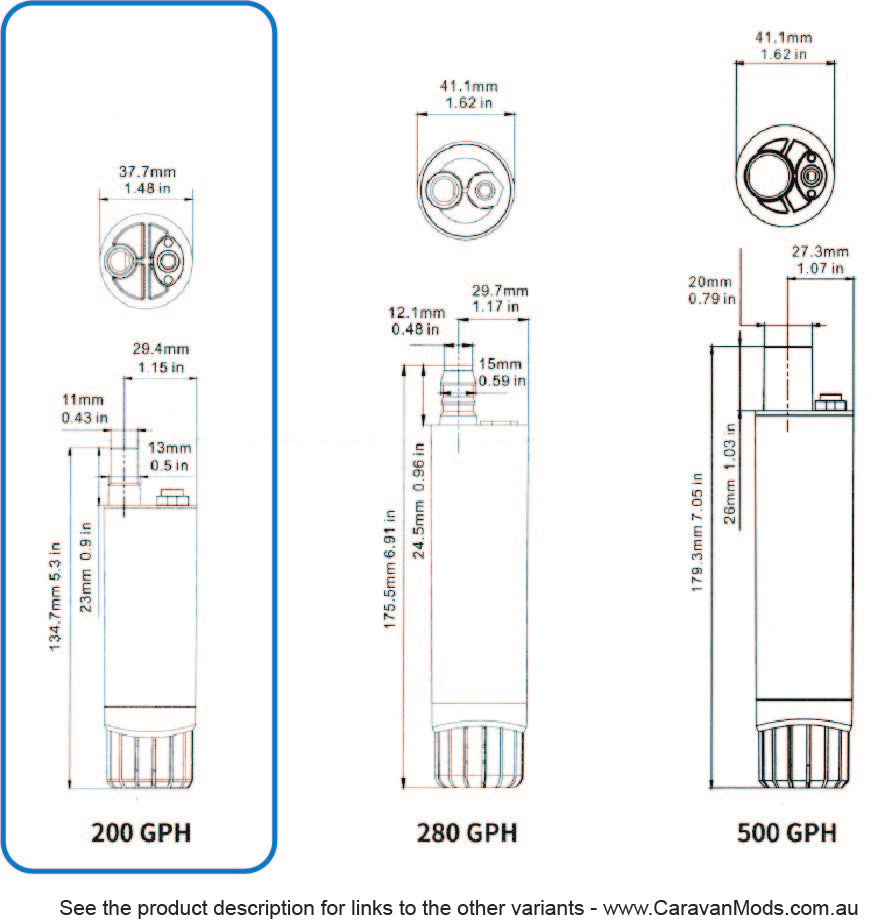 SeaFlo Submersible and In-Line Pump - 200GPH - Compact