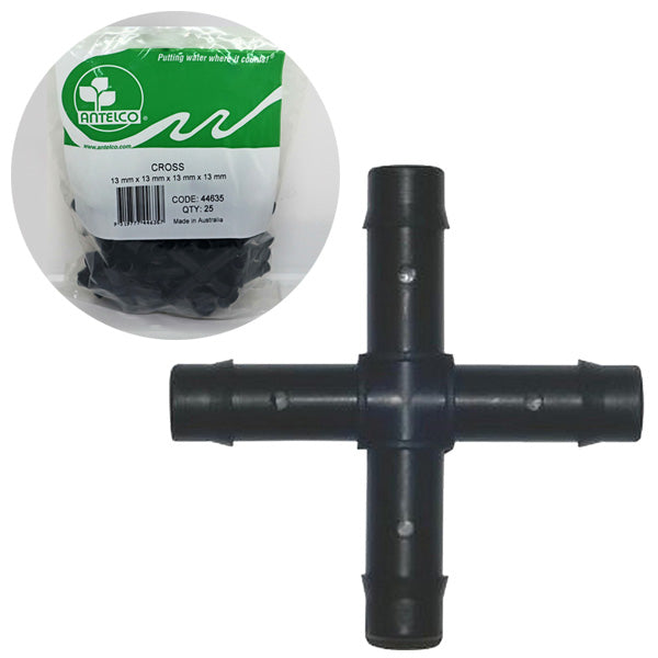 13mm Barbed 4 Way Joiner