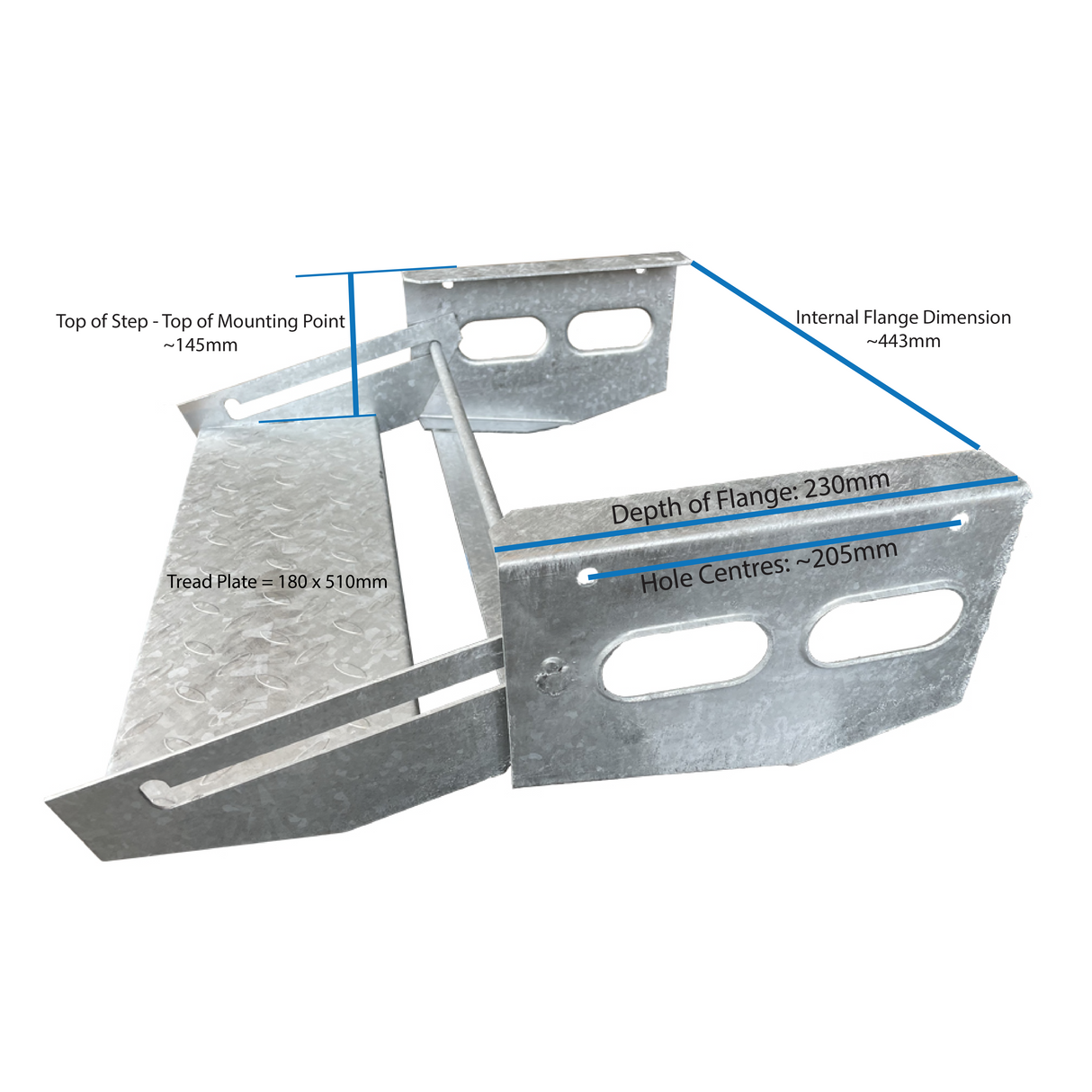 Single Pull-Out Caravan Step - Galvanized Steel 530mm