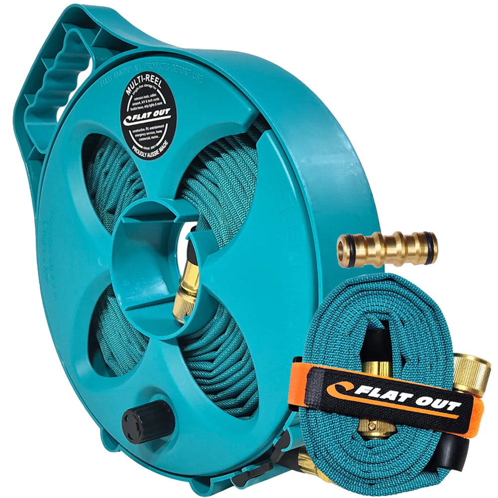Flat Out Drinking Water Hose and Teal Mult-Reel with 2.5m Hose Extension