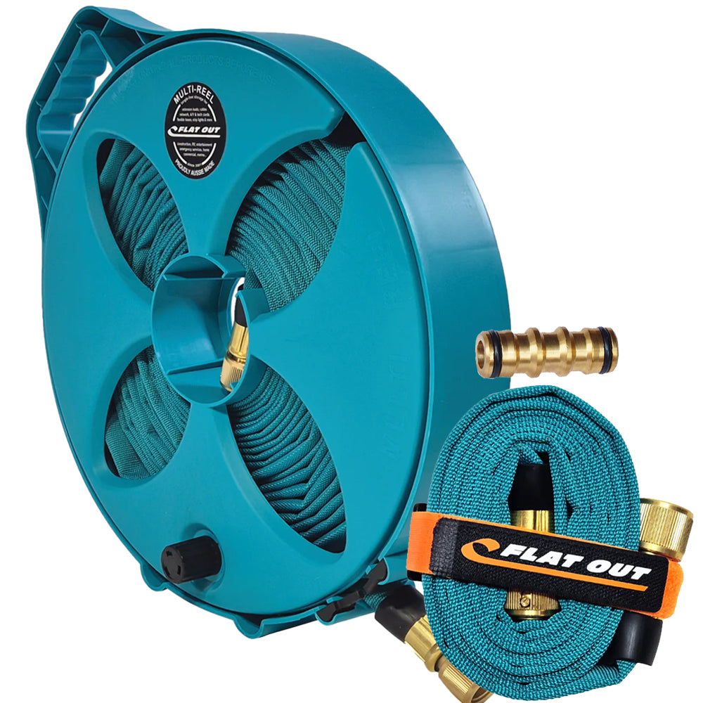 Flat Out Drinking Water Hose and Teal Mult-Reel with 2.5m Hose Extension