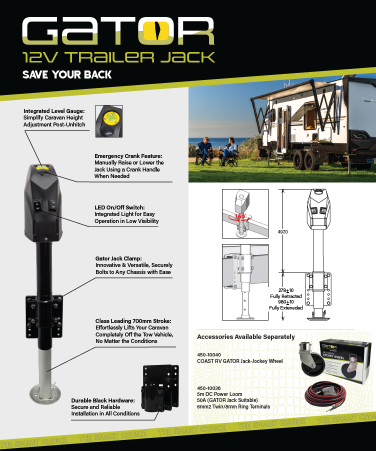 Gator 12V Trailer Jack with Clamp