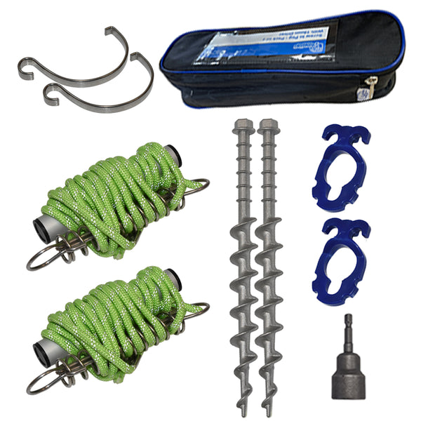 Premium Caravan Awning Ropes Tie Down Kit with Screw in Pegs