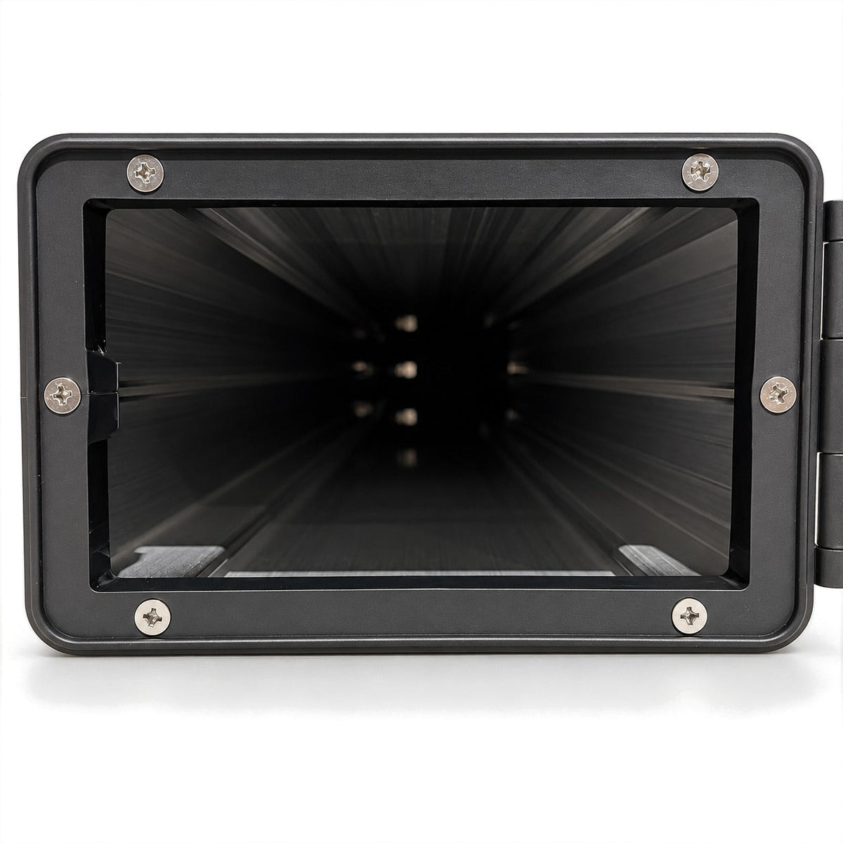 Promore Products Aluminium Caravan Pole Carrier with the end door open showing the storage space inside