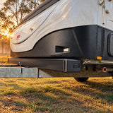 Promore Products Aluminium Caravan Pole Carrier fitted to the front of a Jayco Outback wind up camper