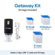 Promore Products Portable Vacuum Sealer Getaway Kit with 2 clips, USB-C cable and 30 bags: 12 Small, 12 Medium and 6 Large