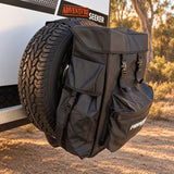 Side view of the Promore Products Premium Spare Tyre Bag fitted to a caravan spare wheel