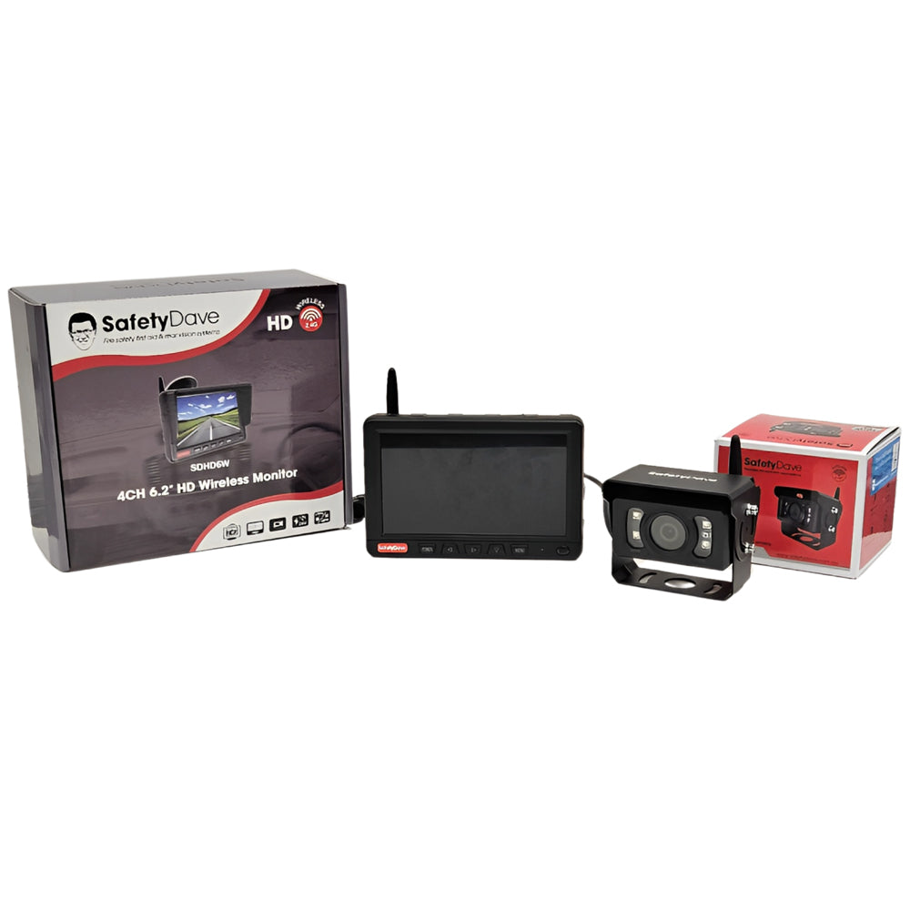 Safety Dave AHD 92 Degree Wireless Rear Vision Square Camera w 6in Dash Monitor