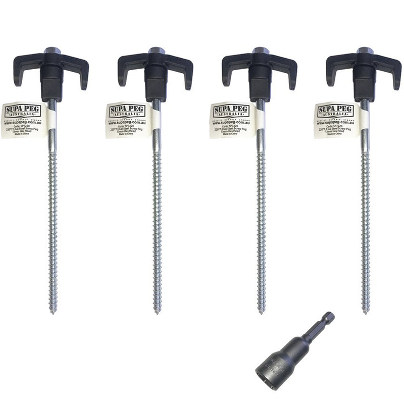 Screw in Pegs Pack of 4 with 13mm Socket