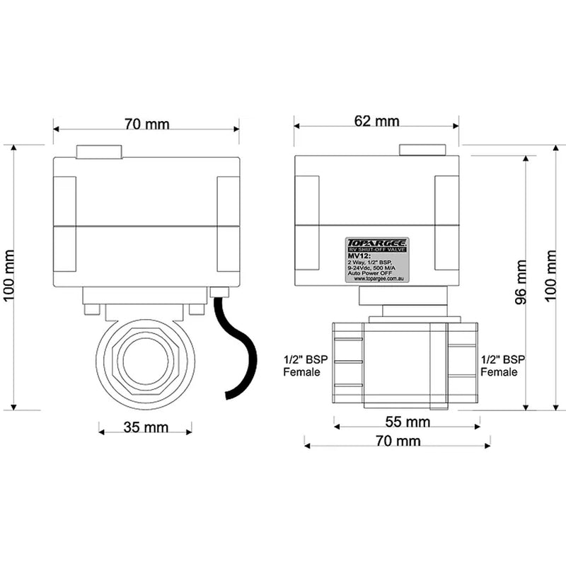 Water Tank Motorised Shut Off Valve