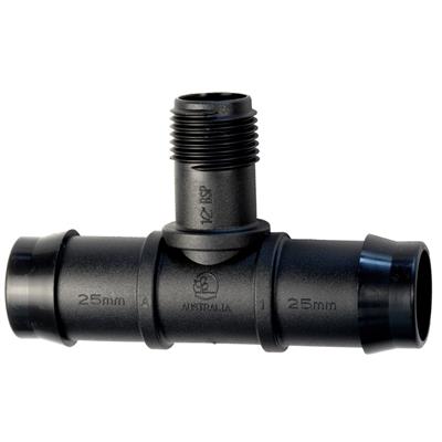 Male Threaded Tee - 25mm Line - 1/2" BSPM (15mm)