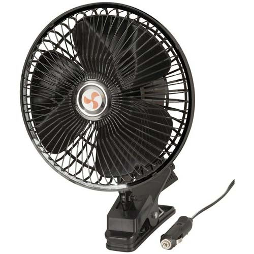 12V Oscillating Fan with Clamp - 8 Inch