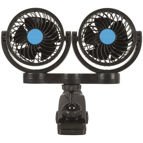 Dual 100mm 4 Inch 12V Fans with Clamp Mount