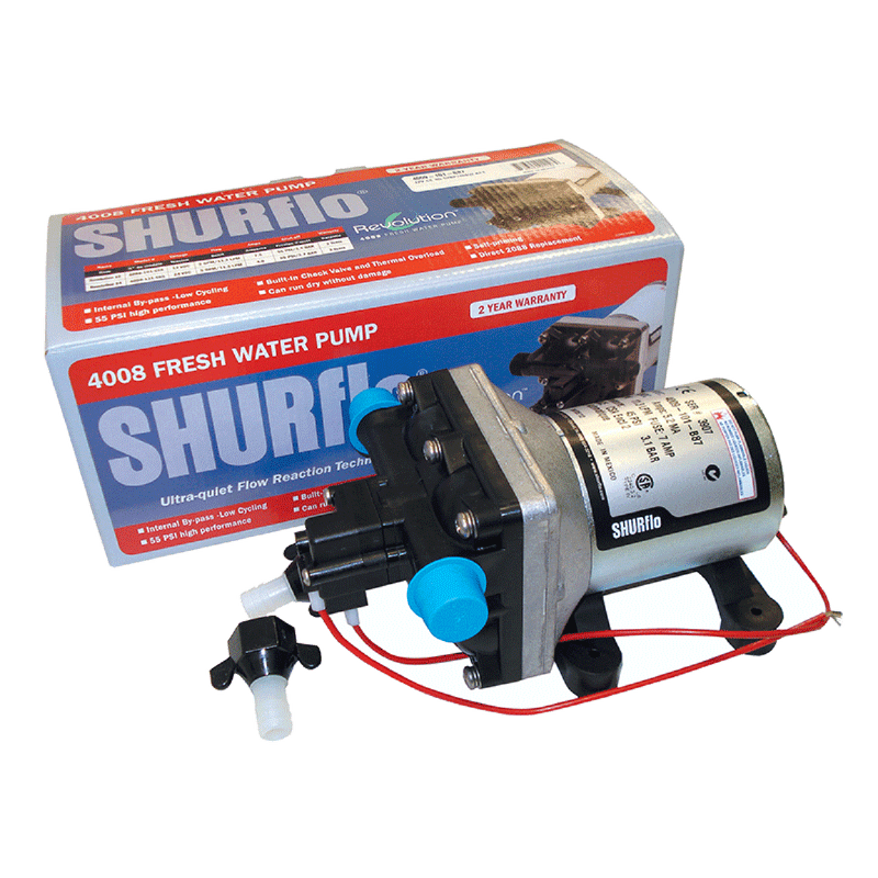 SHURFLO 4009 12V Water Pump - Includes Barbed Fittings