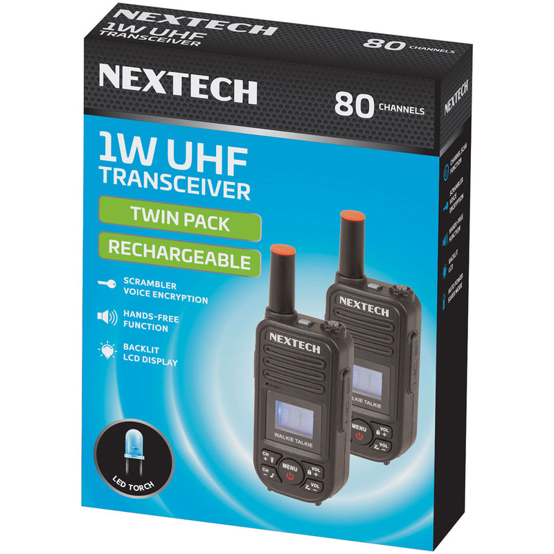 NexTech 1W UHF Transceiver Twin Pack - 80 Channel
